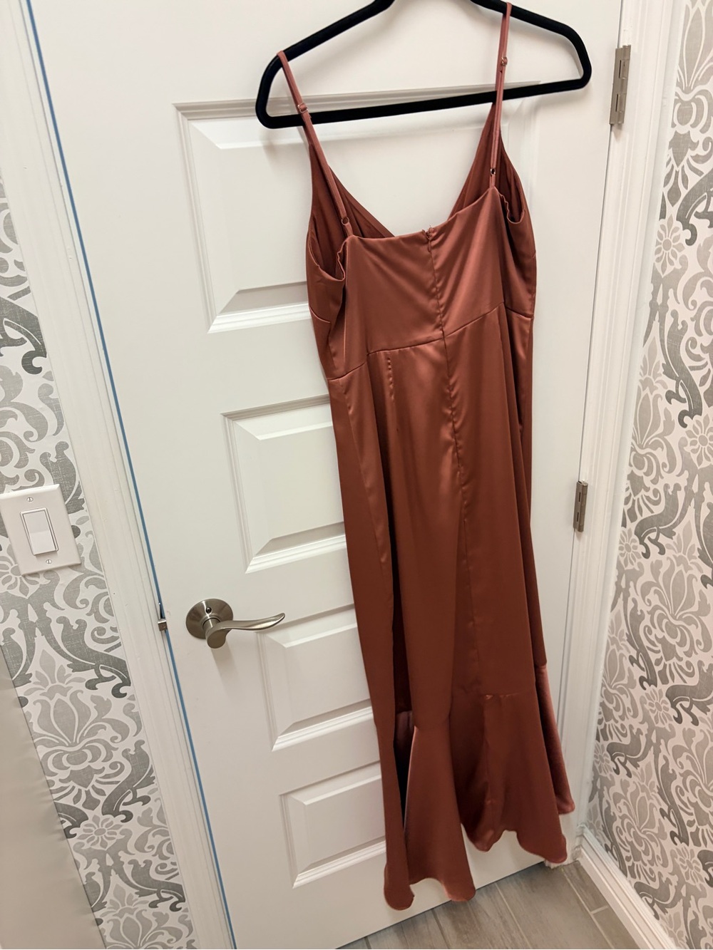 Lulu's Mauve Satin High-Low Ruffle Dress - Picture 4 of 6